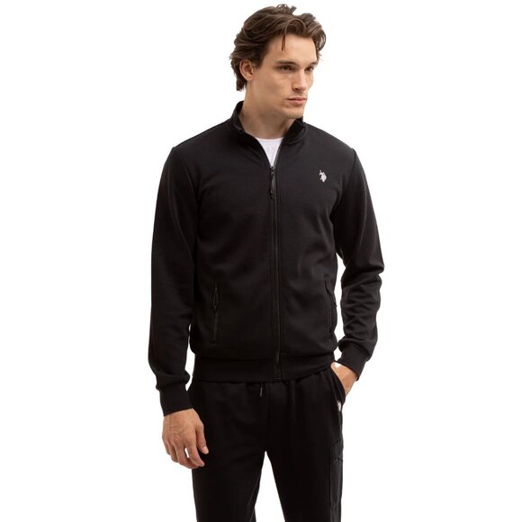 U.S. Polo Assn. Mens Black Long Sleeve Casual Zip Up Sport Fleece Jacket Sz XL - Picture 1 of 3